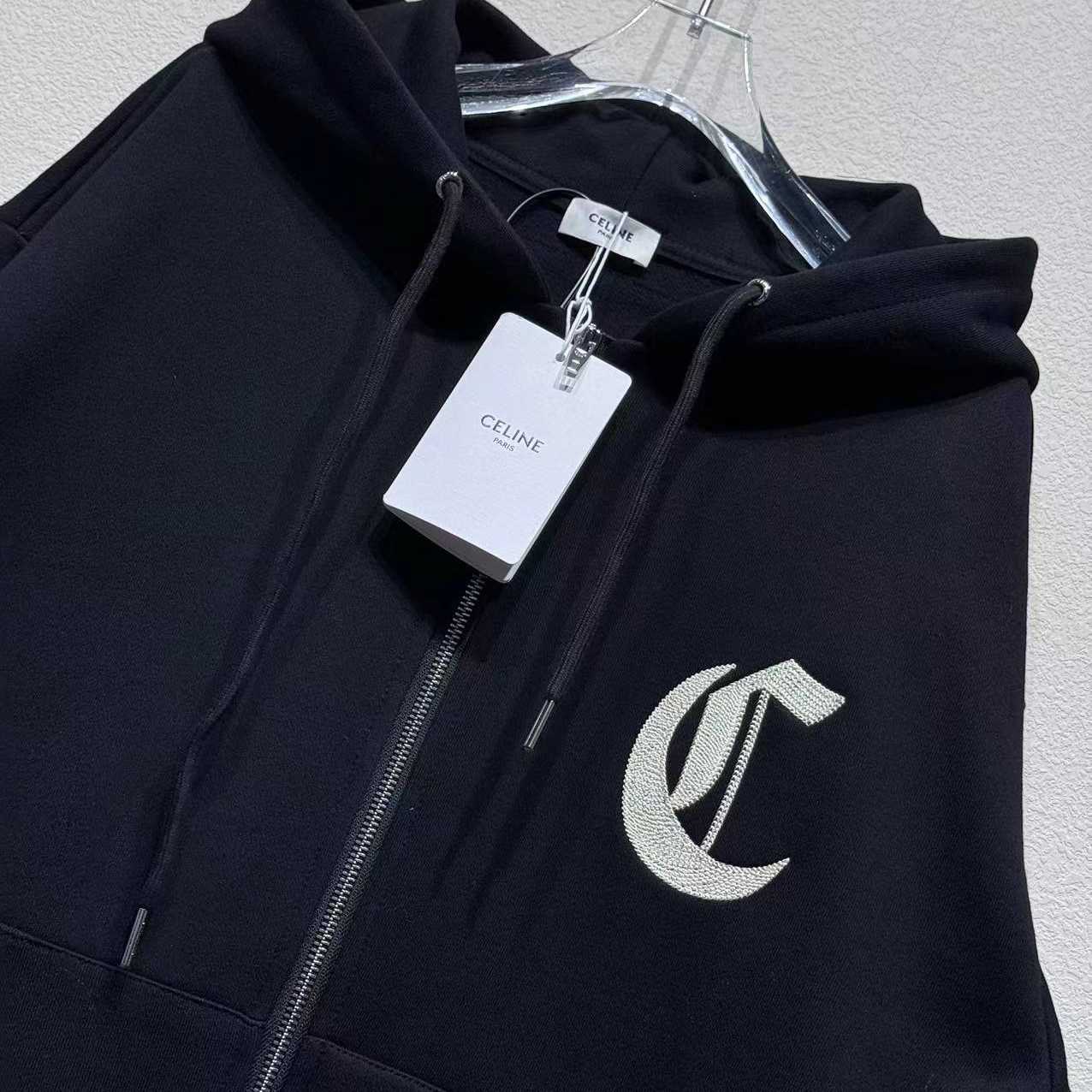 Celine Zipped Hoodie In Cotton Fleece - DesignerGu
