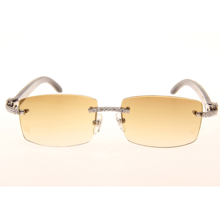 Cartier CT_3524012 Big Diamond White Mix Black Buffalo Sunglasses In Silver Brown - DesignerGu