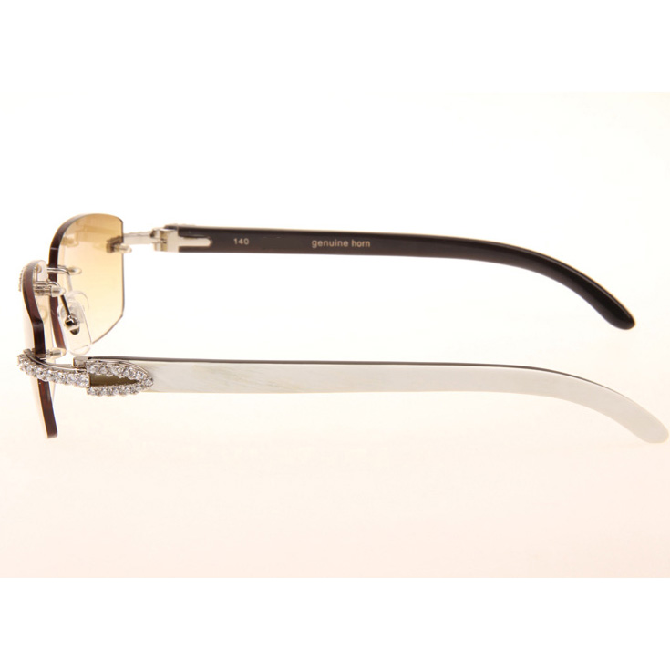 Cartier CT_3524012 Big Diamond White Mix Black Buffalo Sunglasses In Silver Brown - DesignerGu