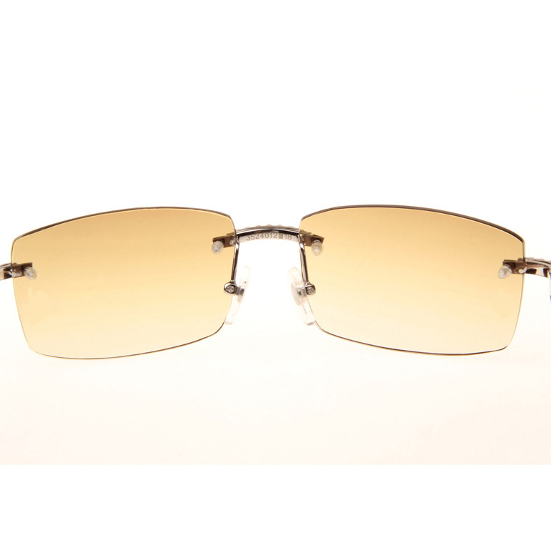 Cartier CT_3524012 Big Diamond White Mix Black Buffalo Sunglasses In Silver Brown - DesignerGu