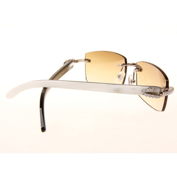 Cartier CT_3524012 Big Diamond White Mix Black Buffalo Sunglasses In Silver Brown - DesignerGu