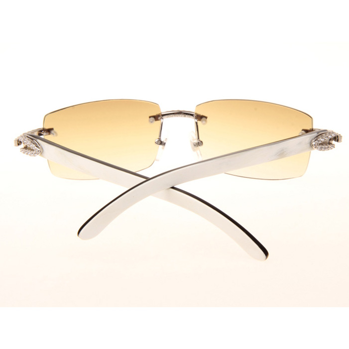 Cartier CT_3524012 Big Diamond White Mix Black Buffalo Sunglasses In Silver Brown - DesignerGu