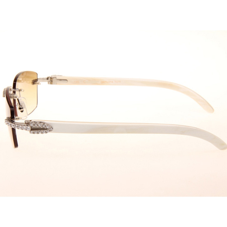 Cartier CT_3524012 Big Diamond White Buffalo Sunglasses In Silver Brown - DesignerGu