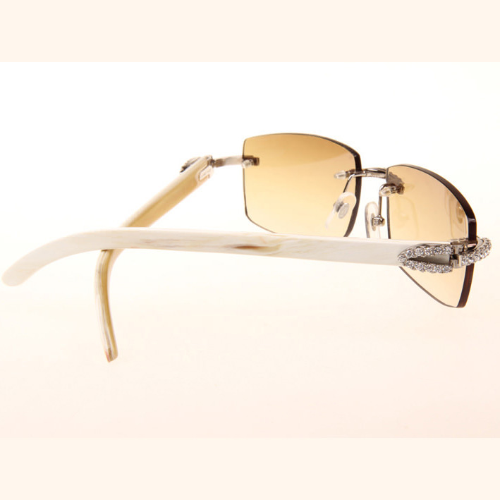 Cartier CT_3524012 Big Diamond White Buffalo Sunglasses In Silver Brown - DesignerGu