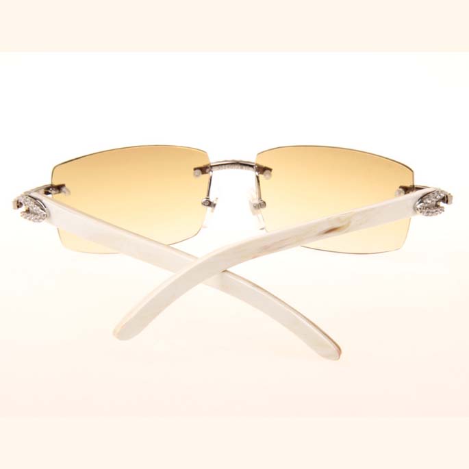 Cartier CT_3524012 Big Diamond White Buffalo Sunglasses In Silver Brown - DesignerGu