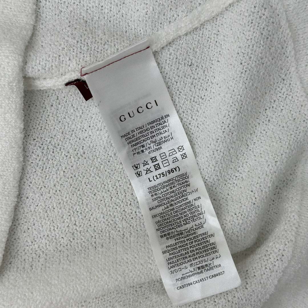 Gucci Cotton Blend Terry Knit Polo Shirt In White - DesignerGu