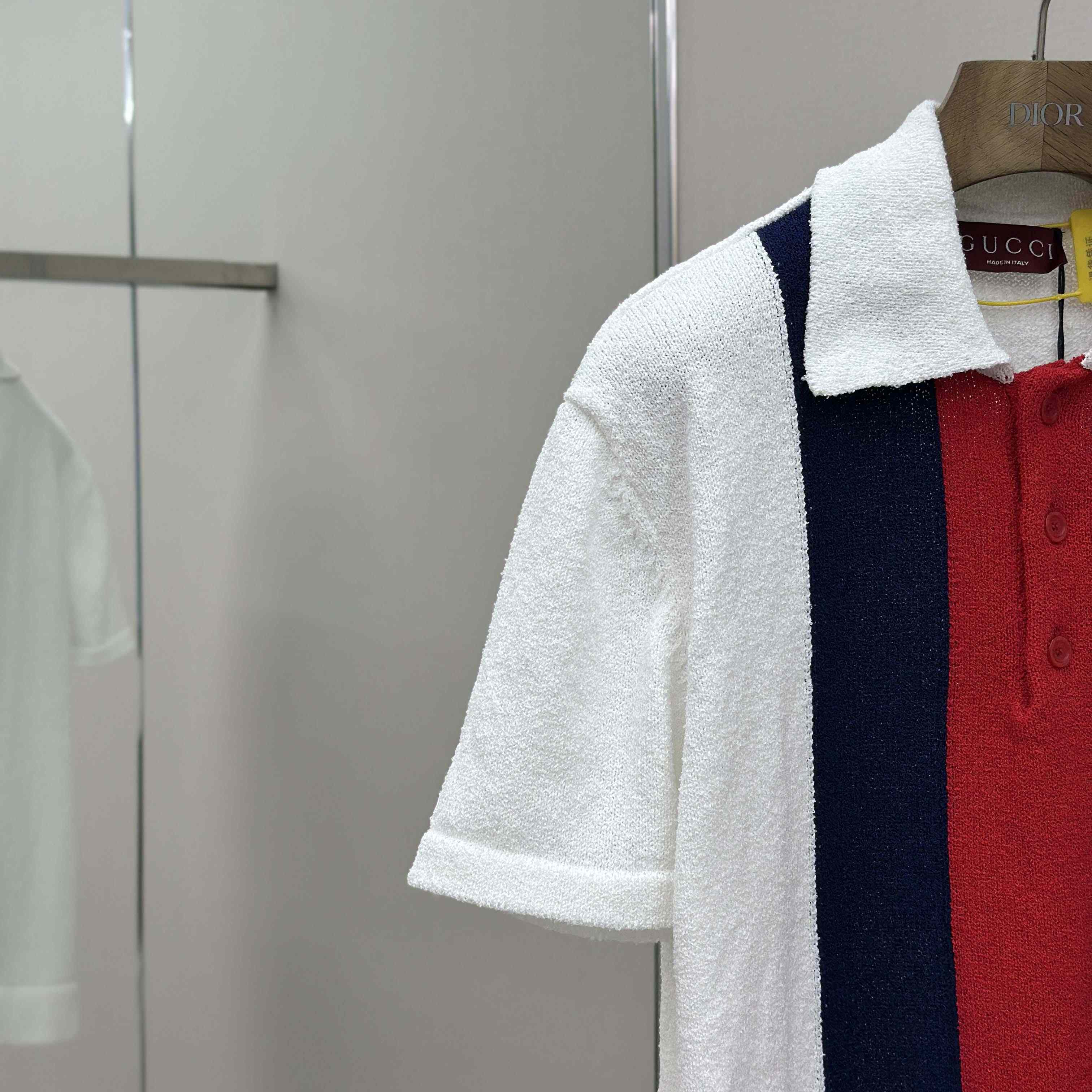 Gucci Cotton Blend Terry Knit Polo Shirt In White - DesignerGu