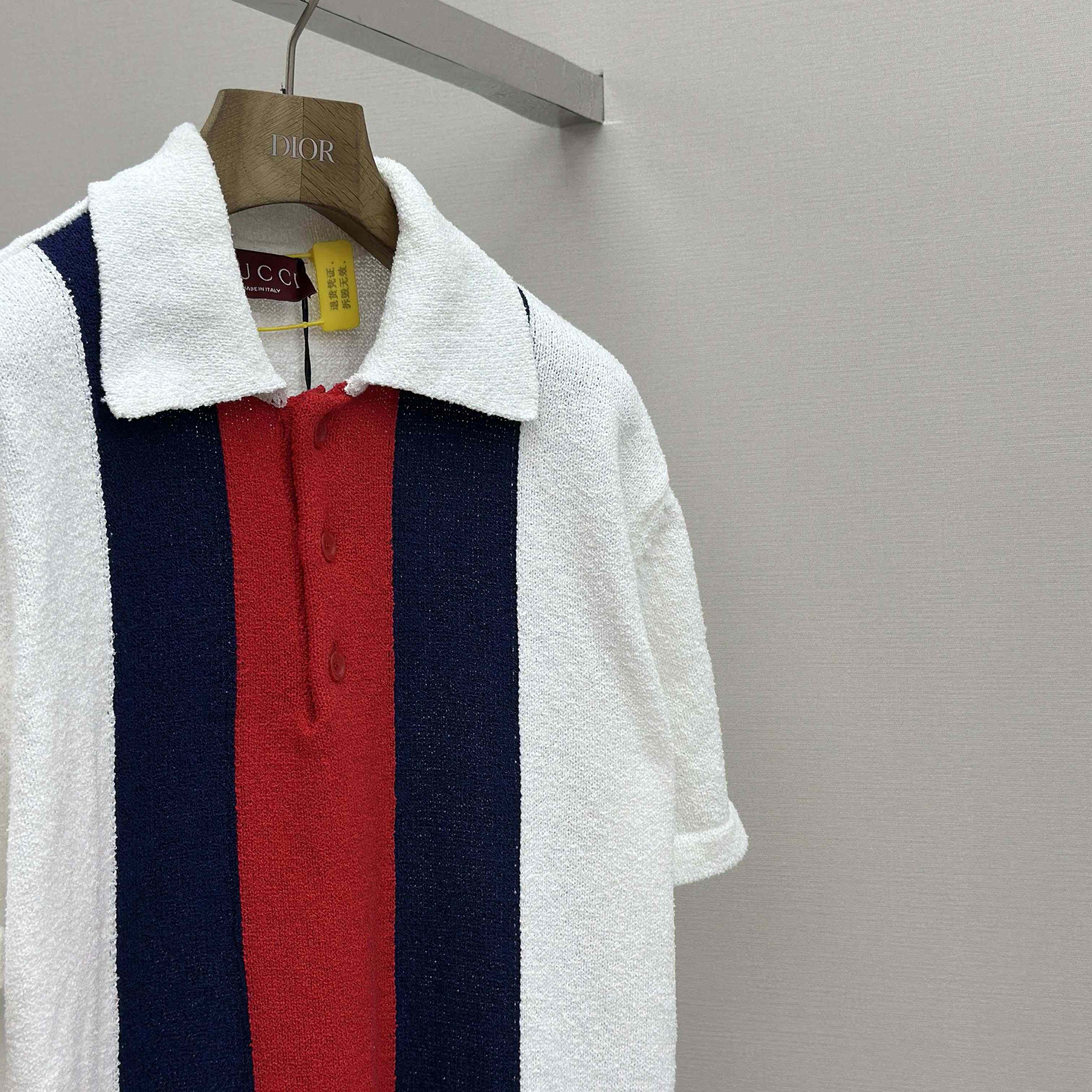 Gucci Cotton Blend Terry Knit Polo Shirt In White - DesignerGu