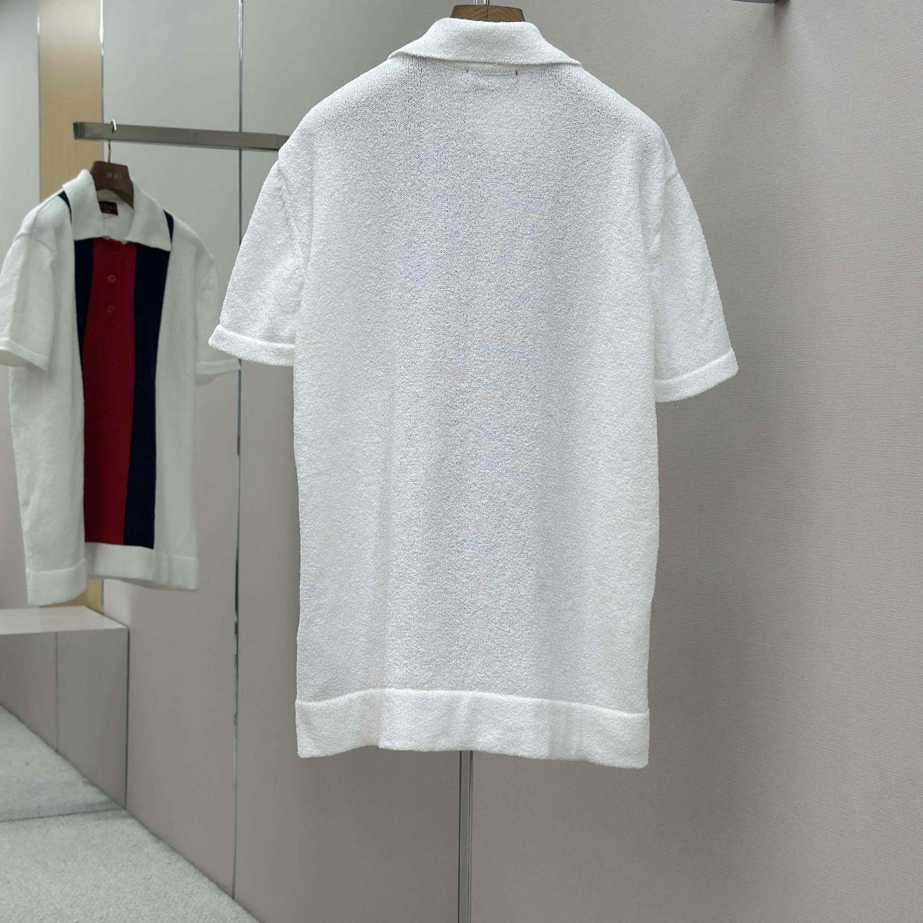 Gucci Cotton Blend Terry Knit Polo Shirt In White - DesignerGu