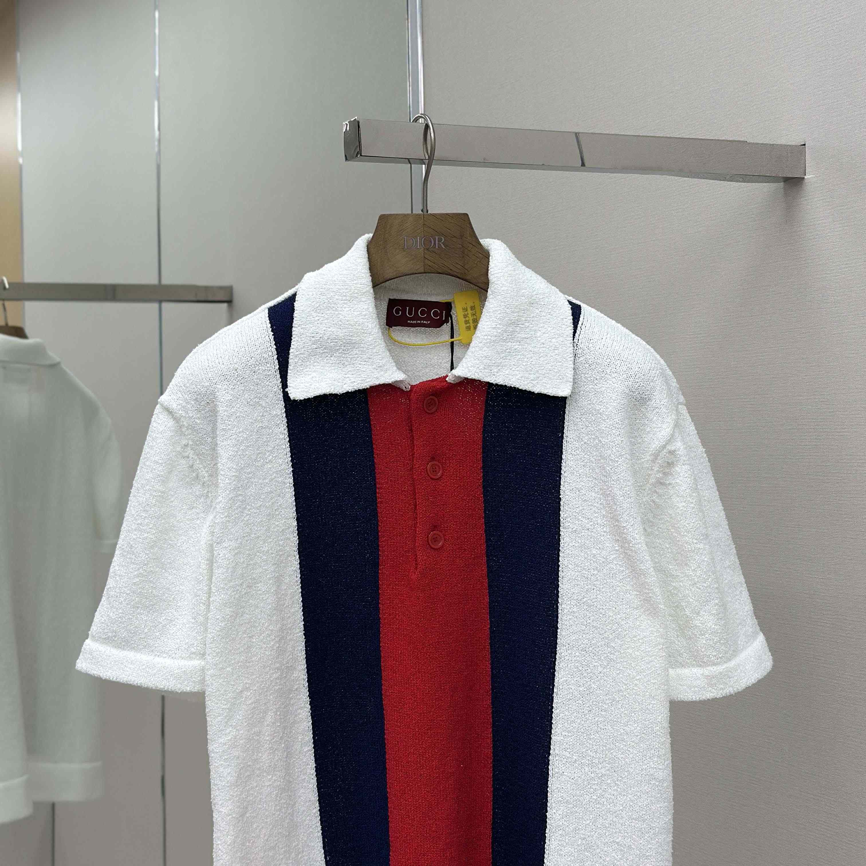 Gucci Cotton Blend Terry Knit Polo Shirt In White - DesignerGu