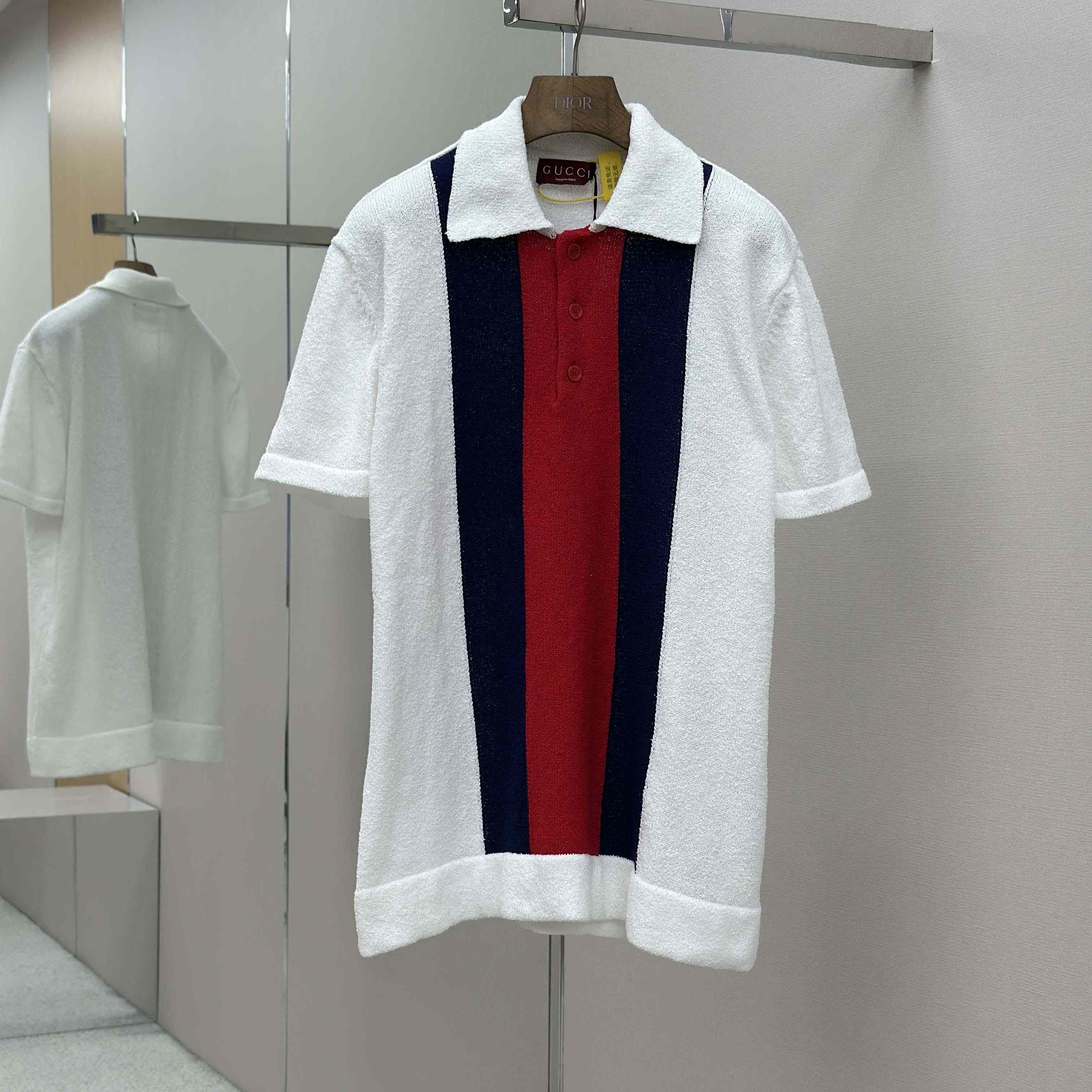 Gucci Cotton Blend Terry Knit Polo Shirt In White - DesignerGu