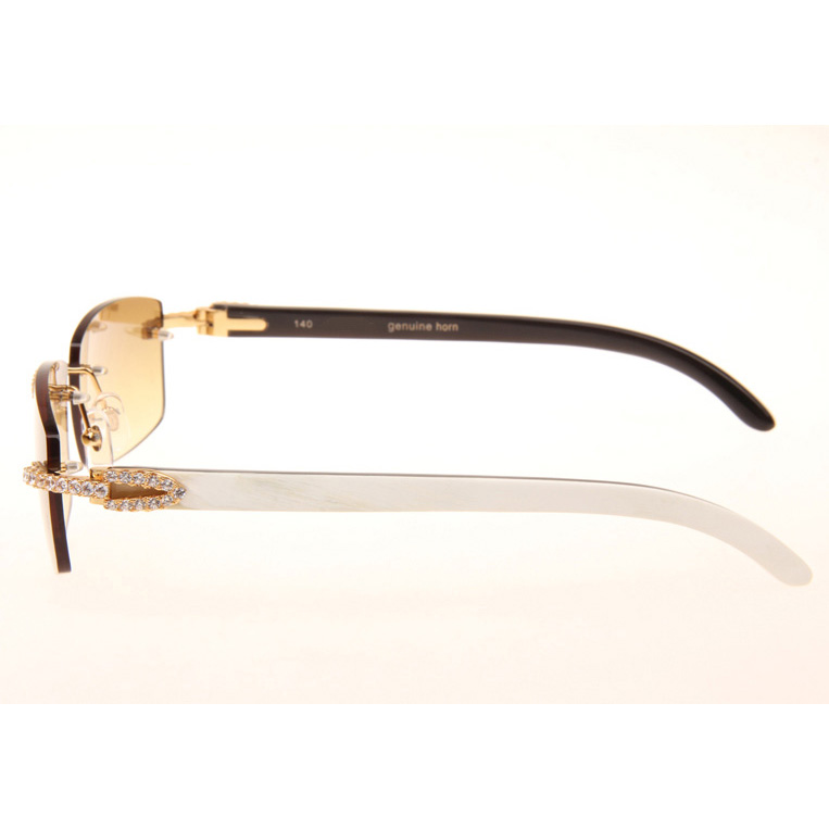 Cartier CT_3524012 Big Diamond White Mix Black Buffalo Sunglasses In Gold Brown - DesignerGu