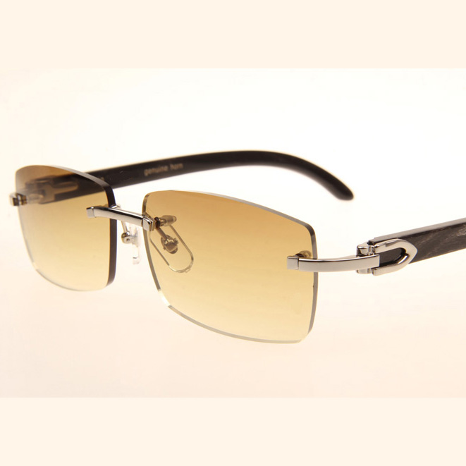 Cartier CT_3524012 Black Grey Buffalo Sunglasses In Silver Brown - DesignerGu