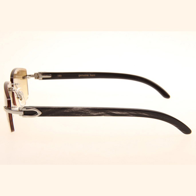 Cartier CT_3524012 Black Grey Buffalo Sunglasses In Silver Brown - DesignerGu