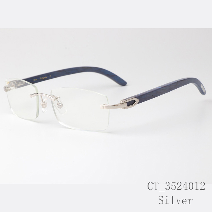 Cartier CT_3524012 Blue Arm Eyeglasses Silver - DesignerGu