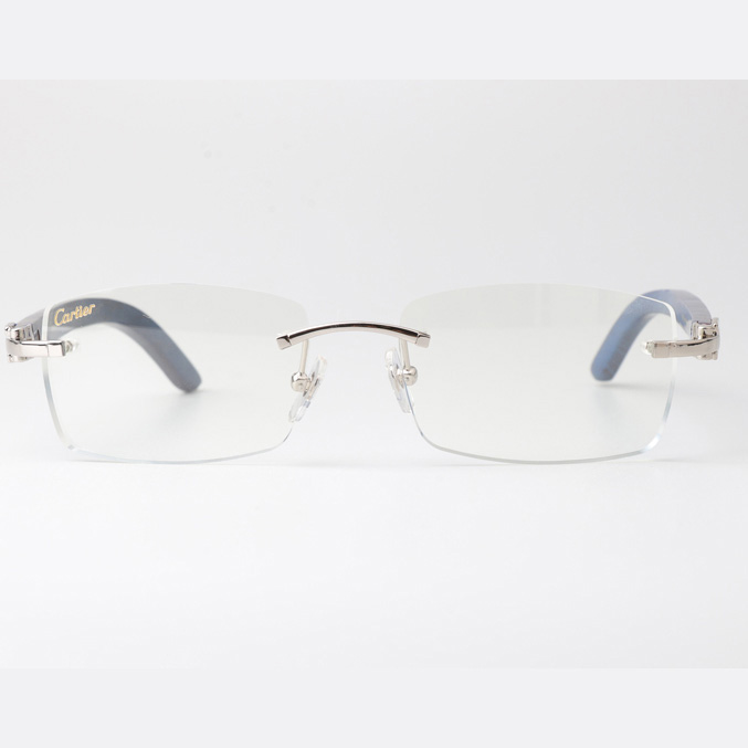 Cartier CT_3524012 Blue Arm Eyeglasses Silver - DesignerGu