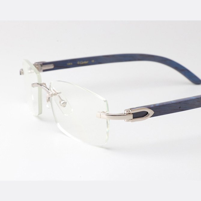 Cartier CT_3524012 Blue Arm Eyeglasses Silver - DesignerGu