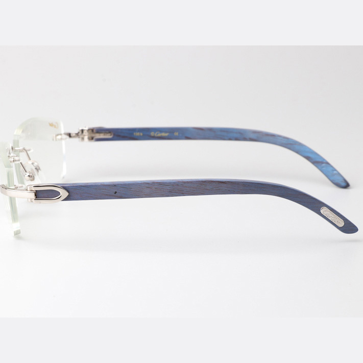 Cartier CT_3524012 Blue Arm Eyeglasses Silver - DesignerGu