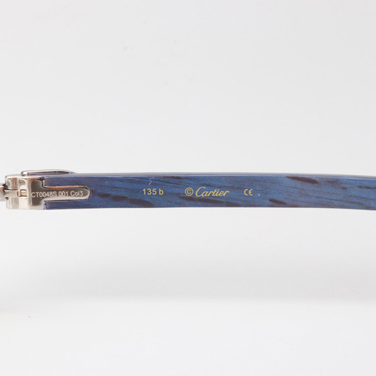 Cartier CT_3524012 Blue Arm Eyeglasses Silver - DesignerGu