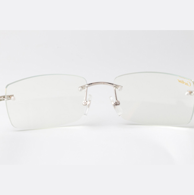 Cartier CT_3524012 Blue Arm Eyeglasses Silver - DesignerGu