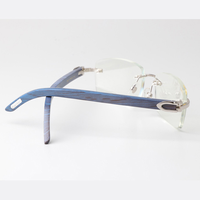 Cartier CT_3524012 Blue Arm Eyeglasses Silver - DesignerGu