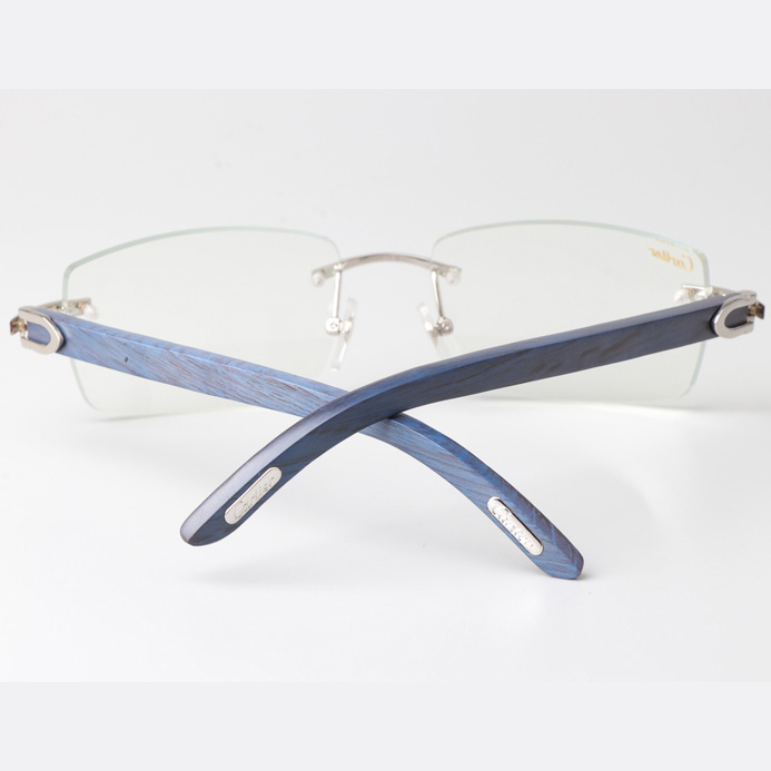 Cartier CT_3524012 Blue Arm Eyeglasses Silver - DesignerGu
