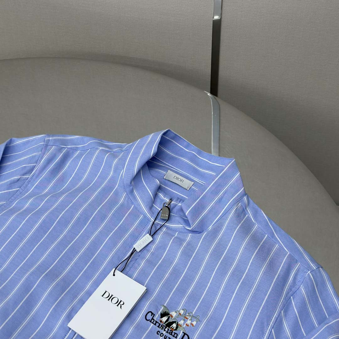 Christian Dior Zipped Shirt With Christian Dior Couture Lily Of The Valley Embroidery - DesignerGu
