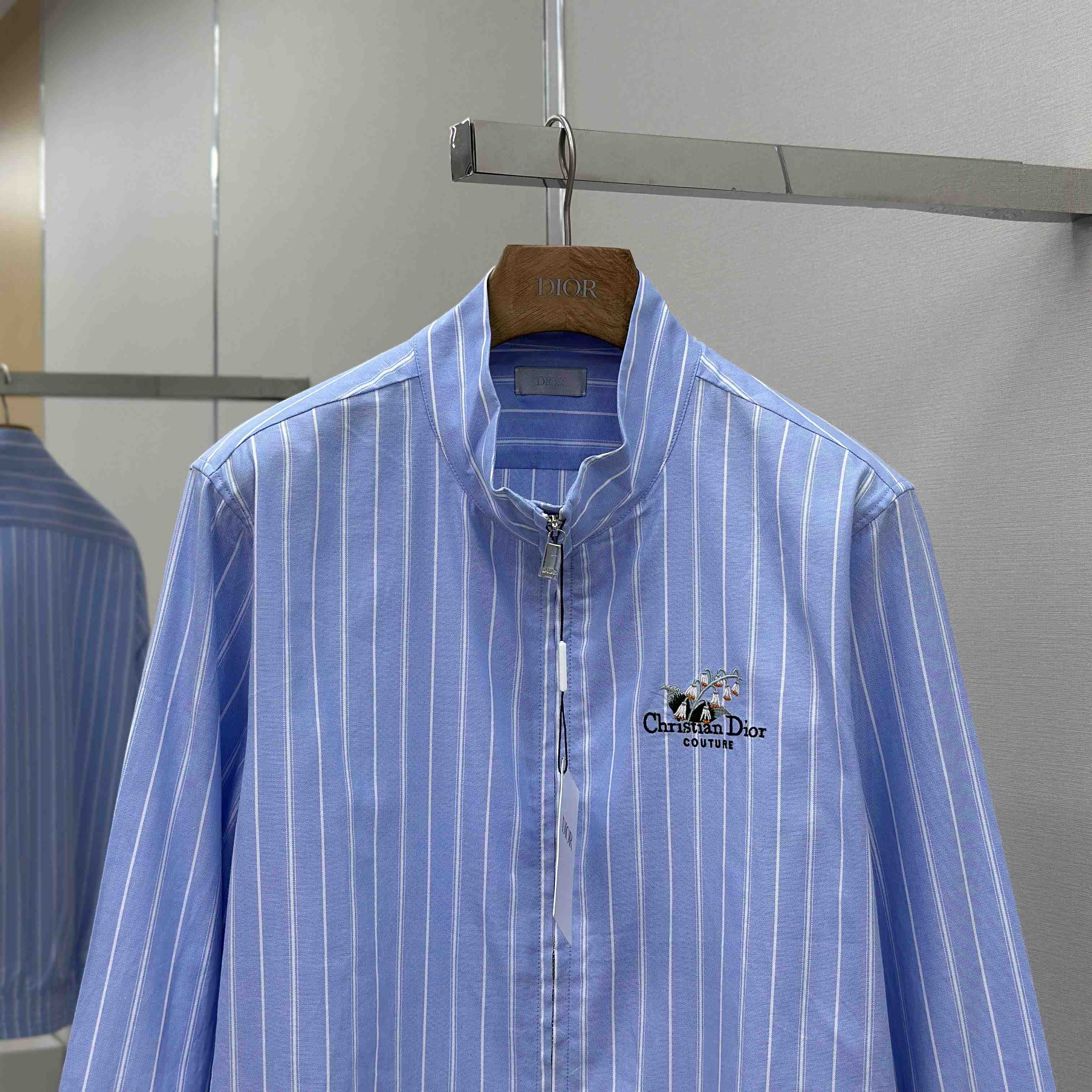 Christian Dior Zipped Shirt With Christian Dior Couture Lily Of The Valley Embroidery - DesignerGu