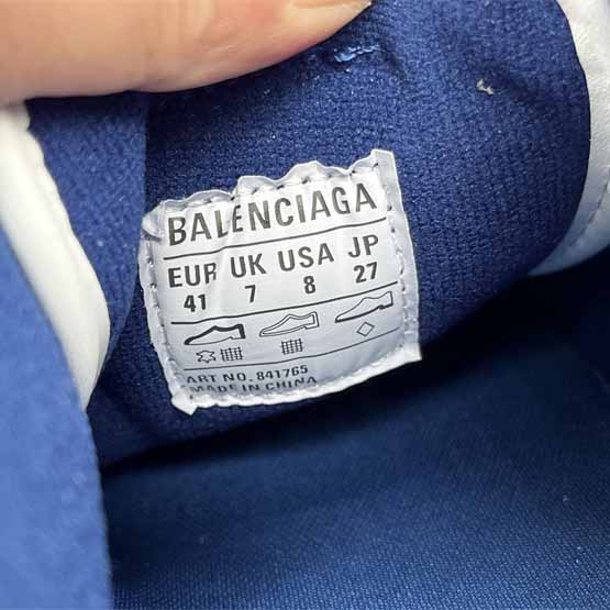 Balenciaga Hamptons Worn-Out Sneaker In White, Dark Blue And Grey Cowskin And Polyester - DesignerGu