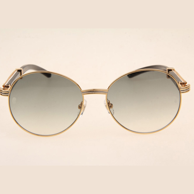 Cartier CT1990-0692 White Mix Black Buffalo Sunglasses In Gold Grey - DesignerGu