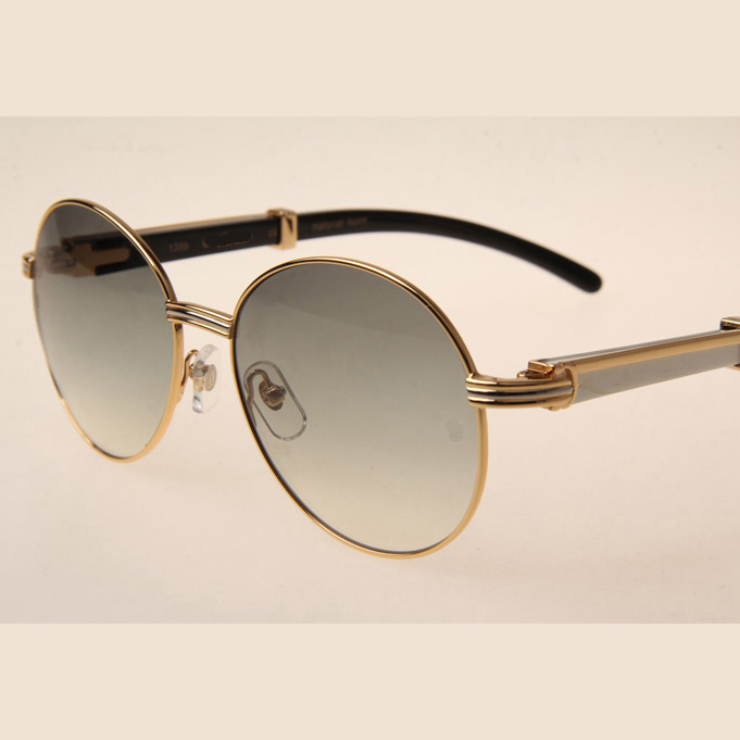 Cartier CT1990-0692 White Mix Black Buffalo Sunglasses In Gold Grey - DesignerGu