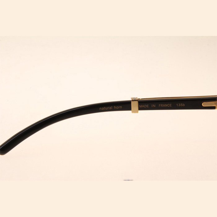 Cartier CT1990-0692 White Mix Black Buffalo Sunglasses In Gold Grey - DesignerGu