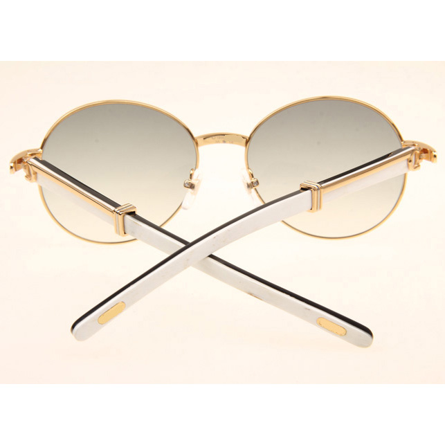 Cartier CT1990-0692 White Mix Black Buffalo Sunglasses In Gold Grey - DesignerGu