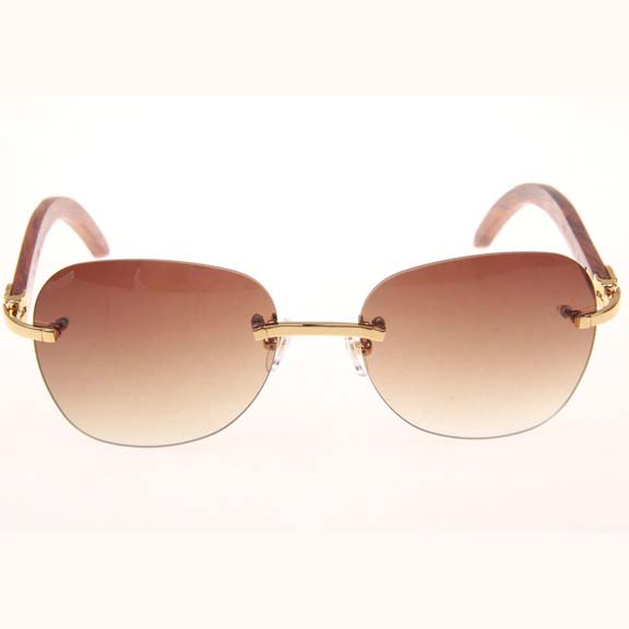 Cartier CT 3524012 Aviator Lens Wood Sunglasses In Gold Brown - DesignerGu