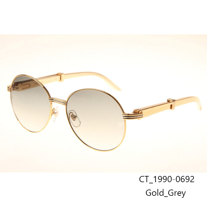 Cartier CT1990-0692 Gold Stainless Steel Sunglasses In Gold Grey - DesignerGu