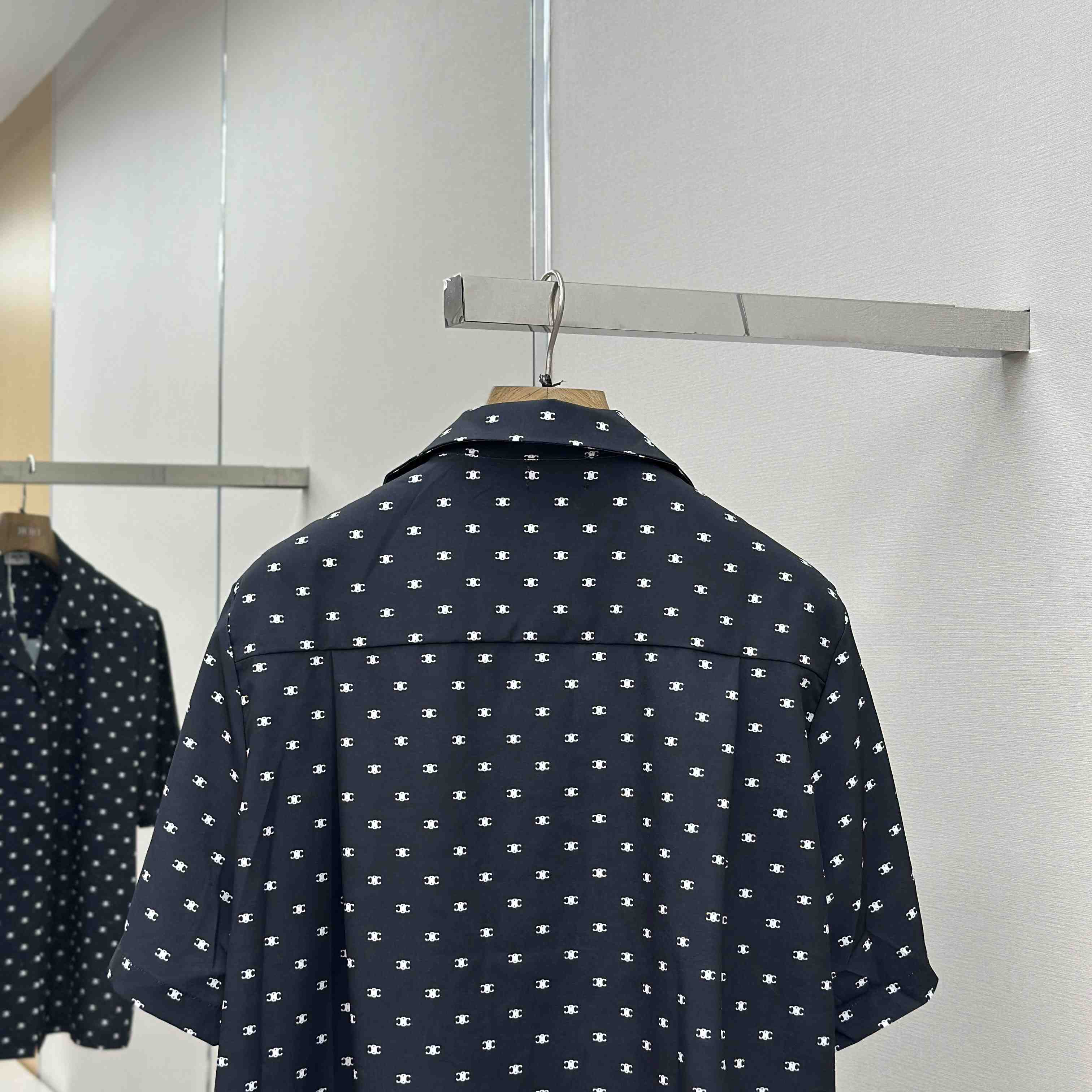 Celine Bowling Shirt In Micro Triomphe Print Viscose - DesignerGu