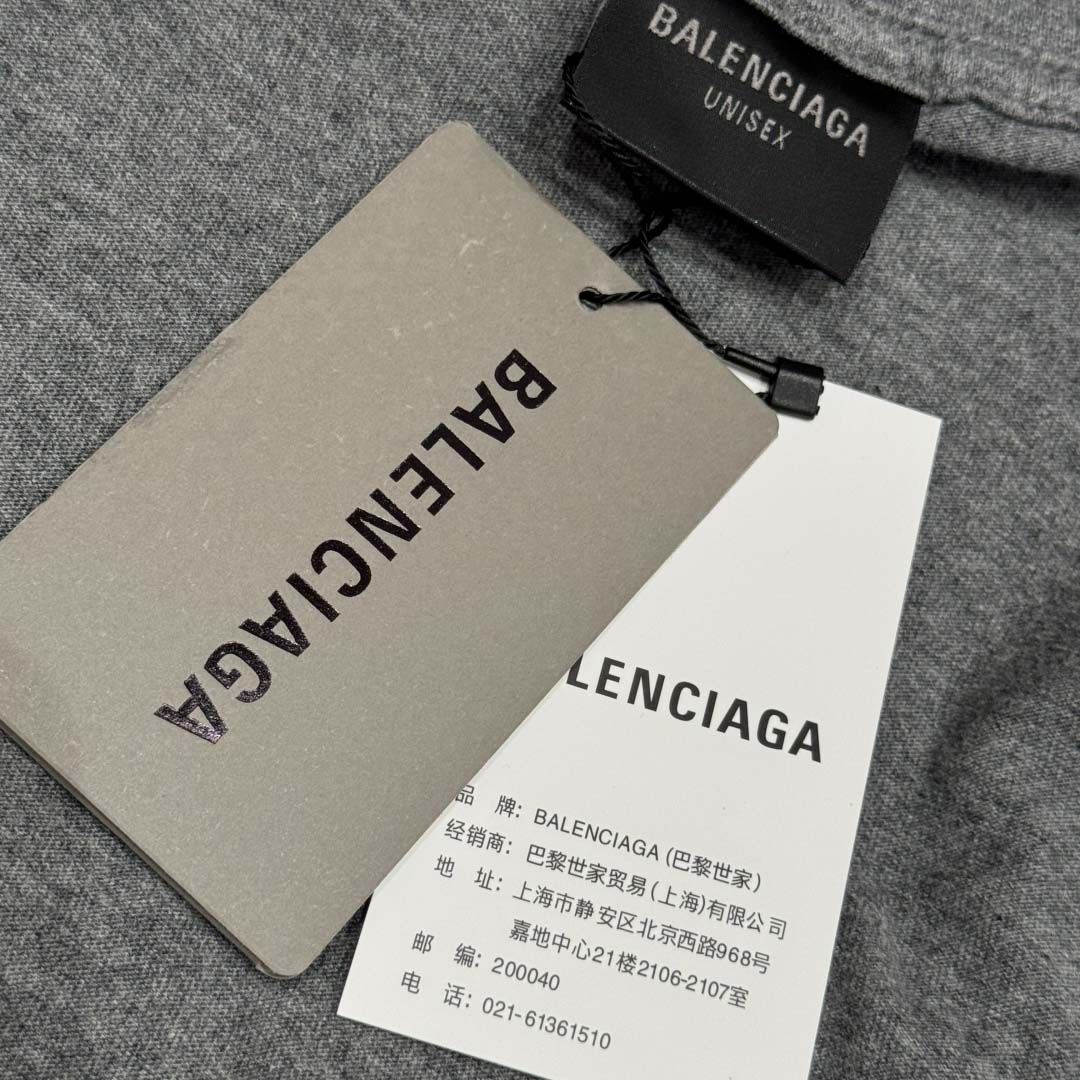Balenciaga Luxury Script Oversized T-Shirt In Dark Heather Grey And Blue Dry Jersey - DesignerGu