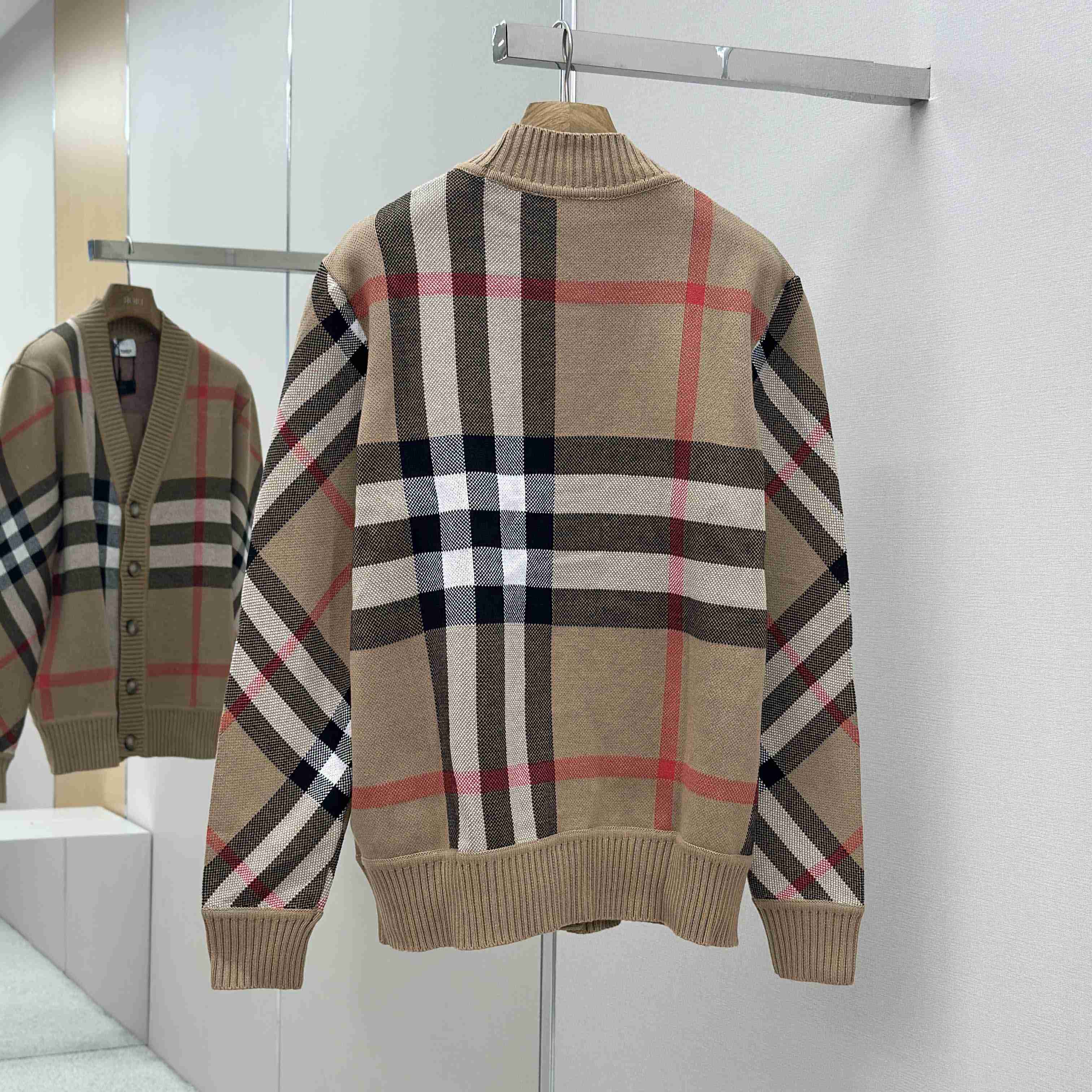 Burberry Check Wool Blend Cardigan - DesignerGu
