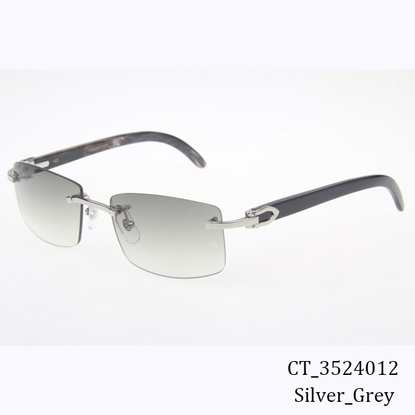 Cartier CT_3524012 Black Buffalo Sunglasses In Silver Grey - DesignerGu