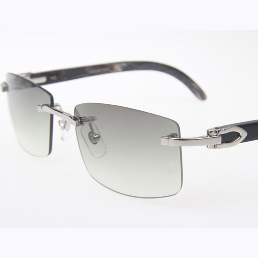 Cartier CT_3524012 Black Buffalo Sunglasses In Silver Grey - DesignerGu