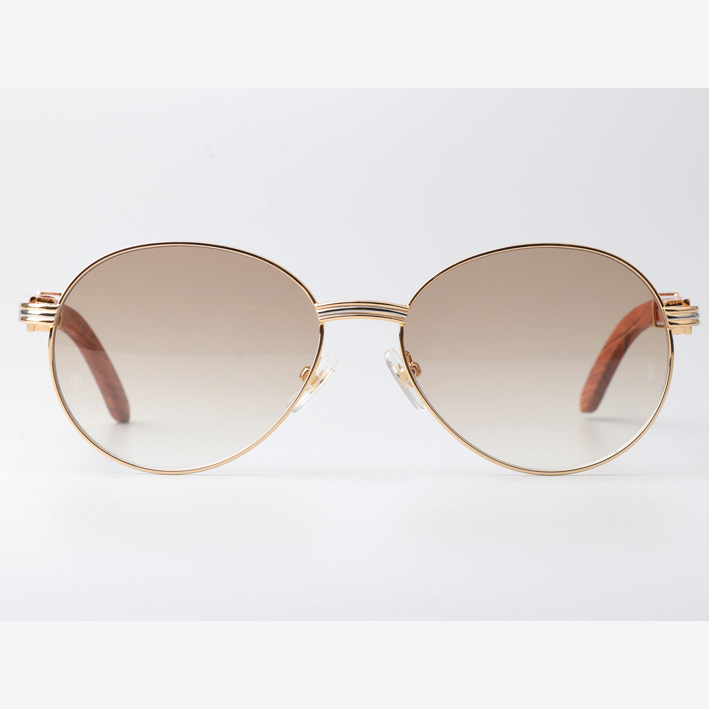 Cartier CT1990-0692 Wood Sunglasses Gold Gradient Brown - DesignerGu