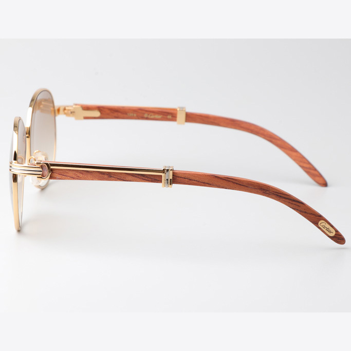 Cartier CT1990-0692 Wood Sunglasses Gold Gradient Brown - DesignerGu