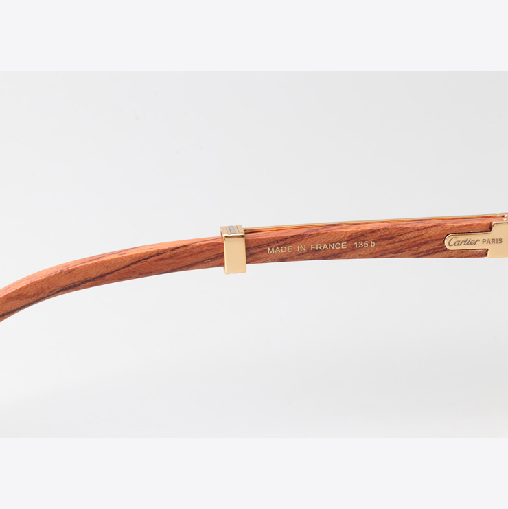 Cartier CT1990-0692 Wood Sunglasses Gold Gradient Brown - DesignerGu