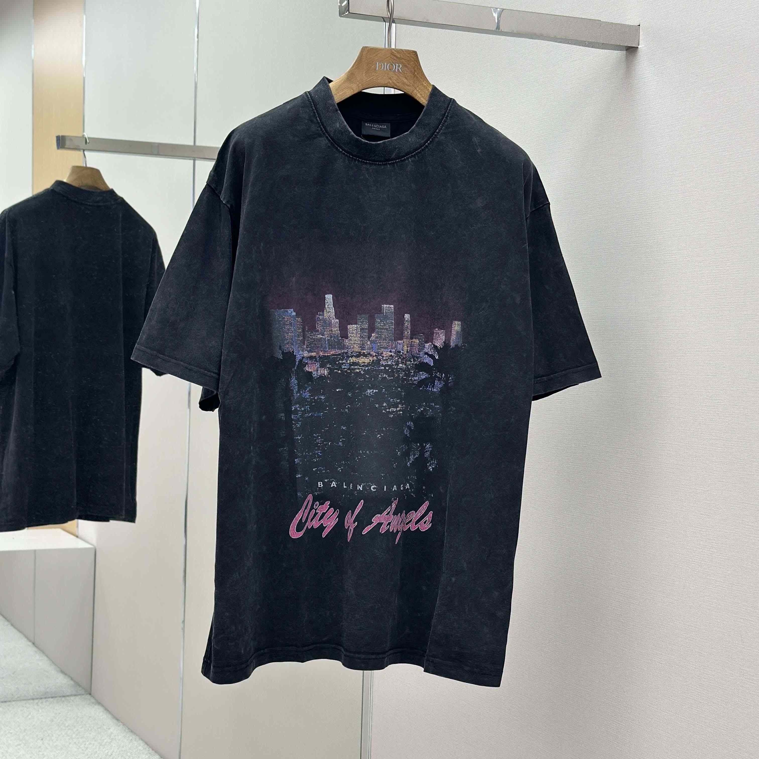 Balenciaga Taped Balenciaga Back T-Shirt Medium Fit in heather grey dry jersey - DesignerGu