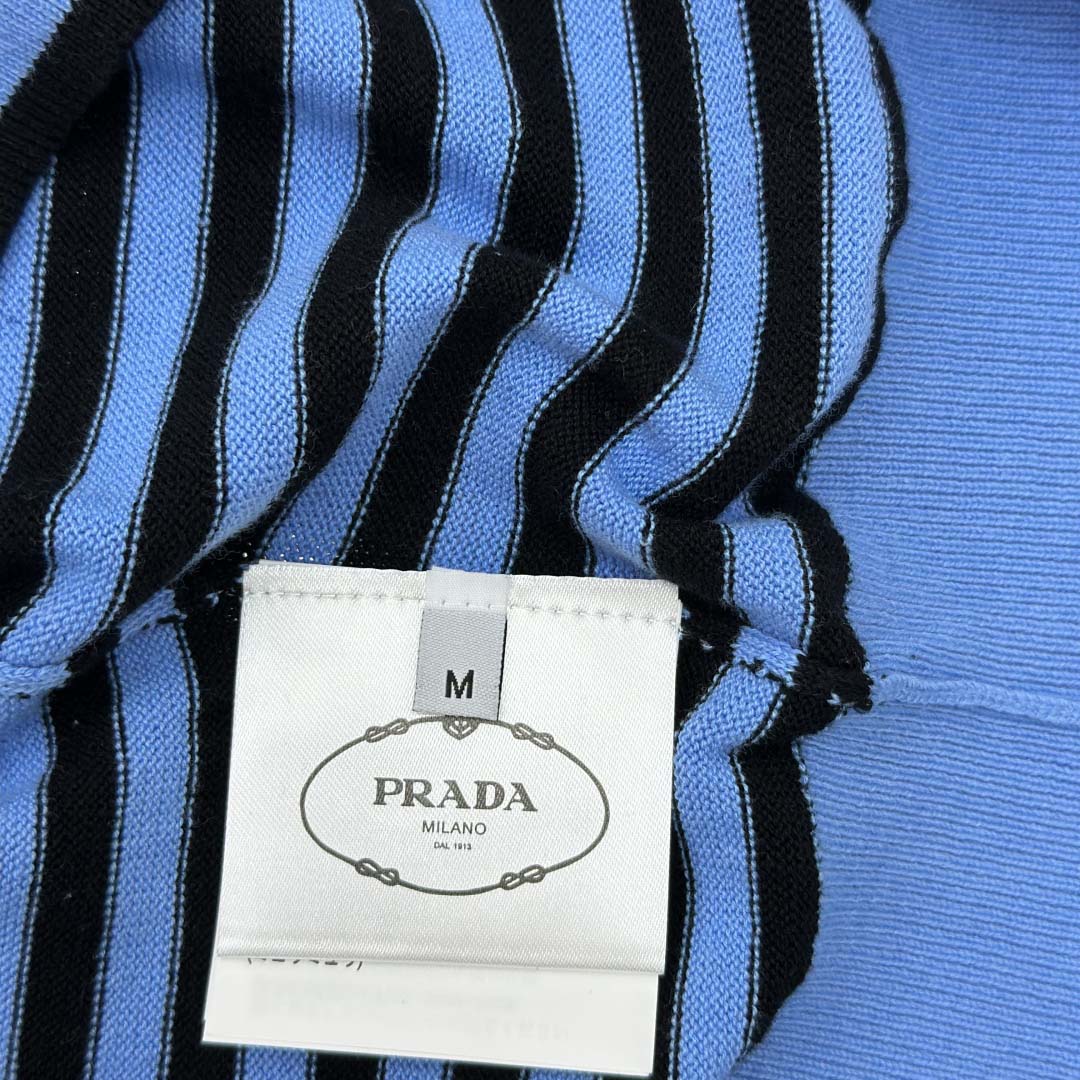 Prada Striped Cotton Polo Shirt - DesignerGu