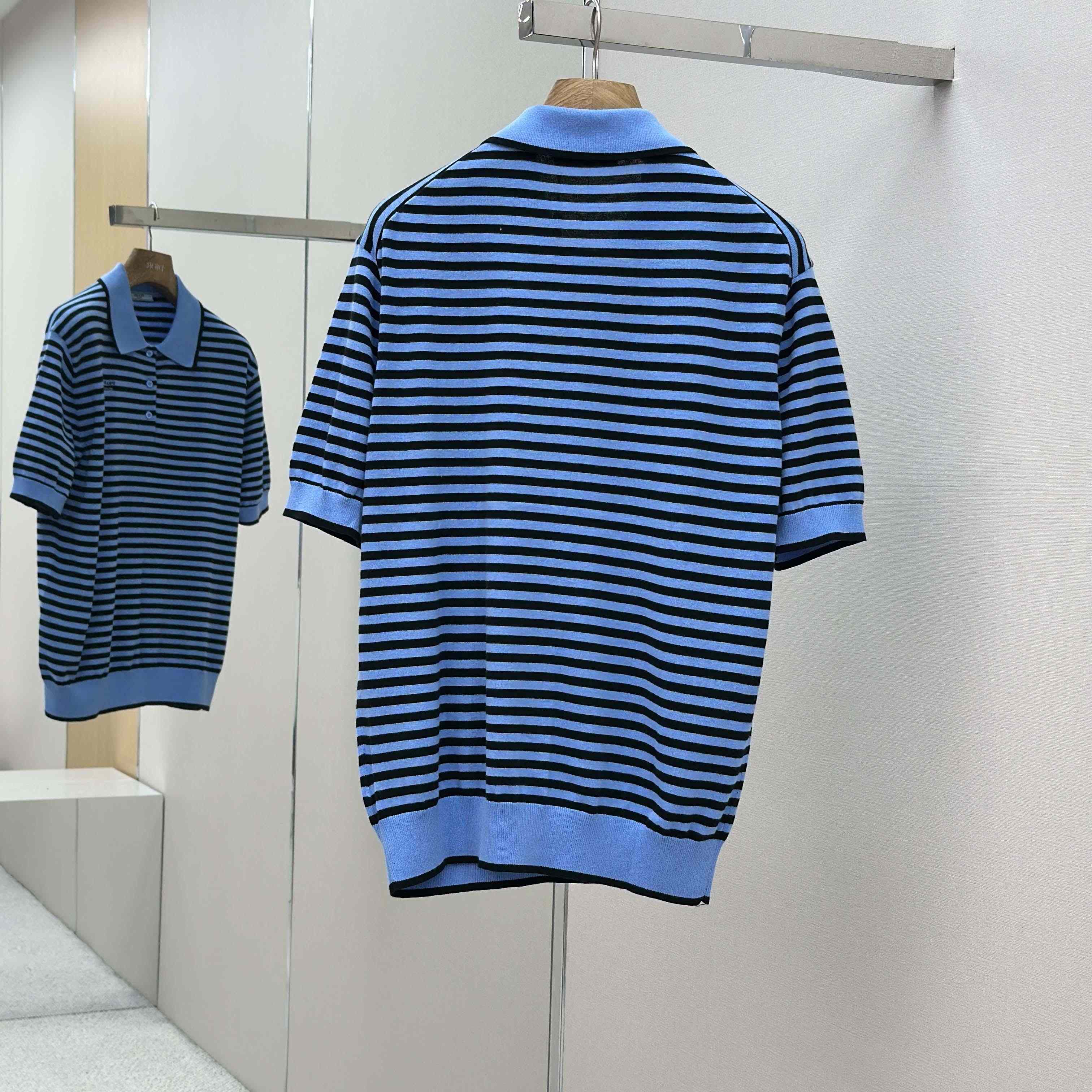Prada Striped Cotton Polo Shirt - DesignerGu