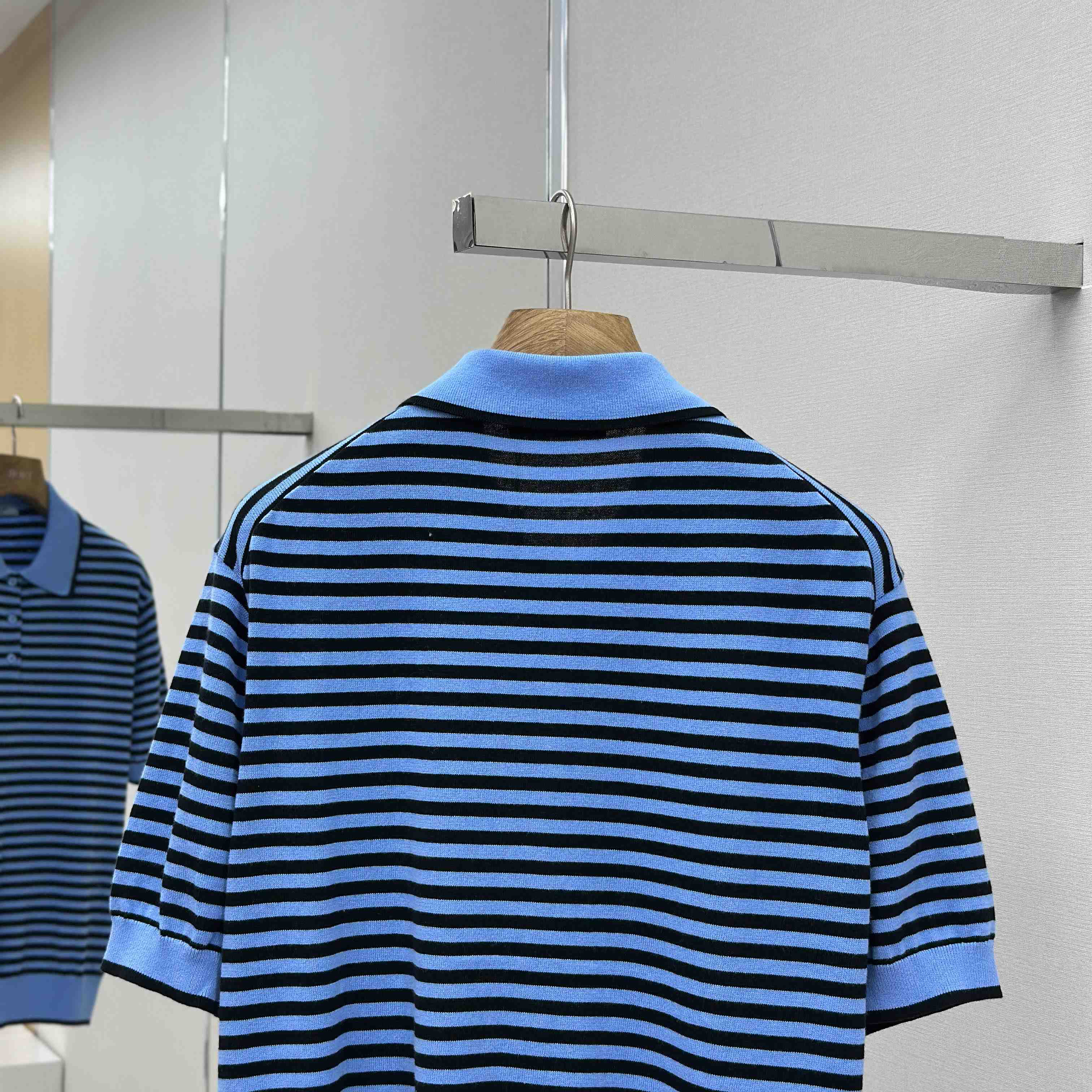 Prada Striped Cotton Polo Shirt - DesignerGu