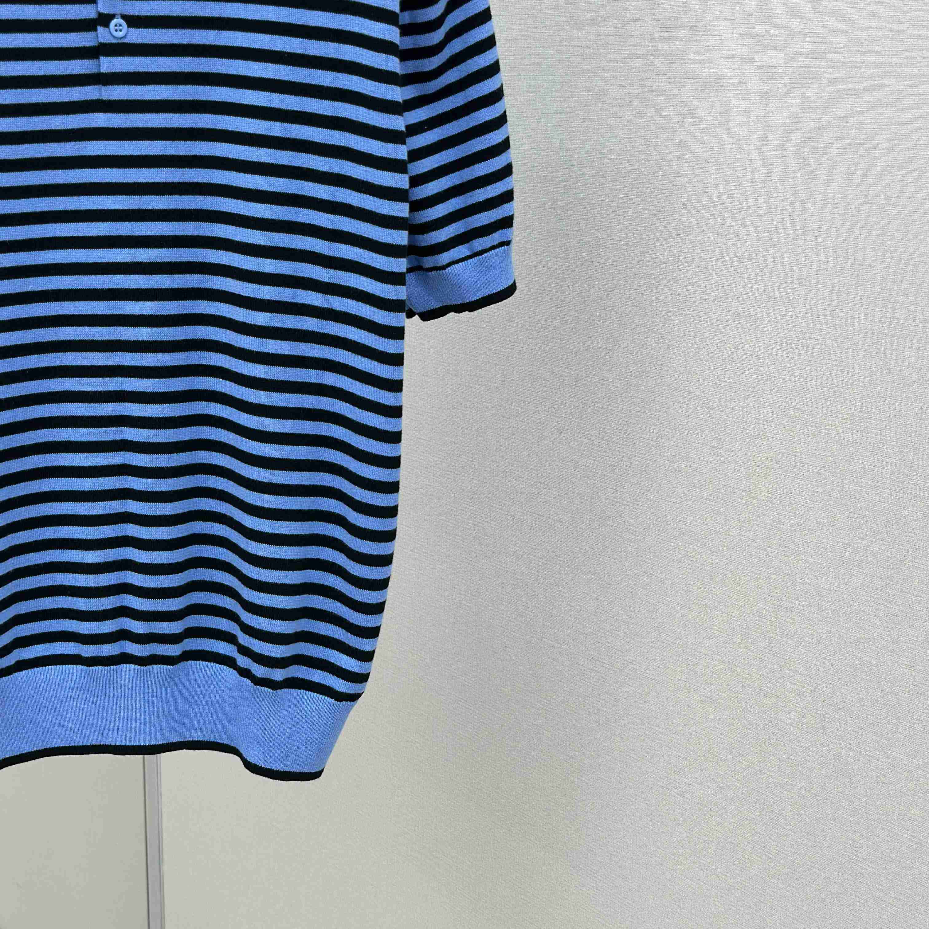 Prada Striped Cotton Polo Shirt - DesignerGu