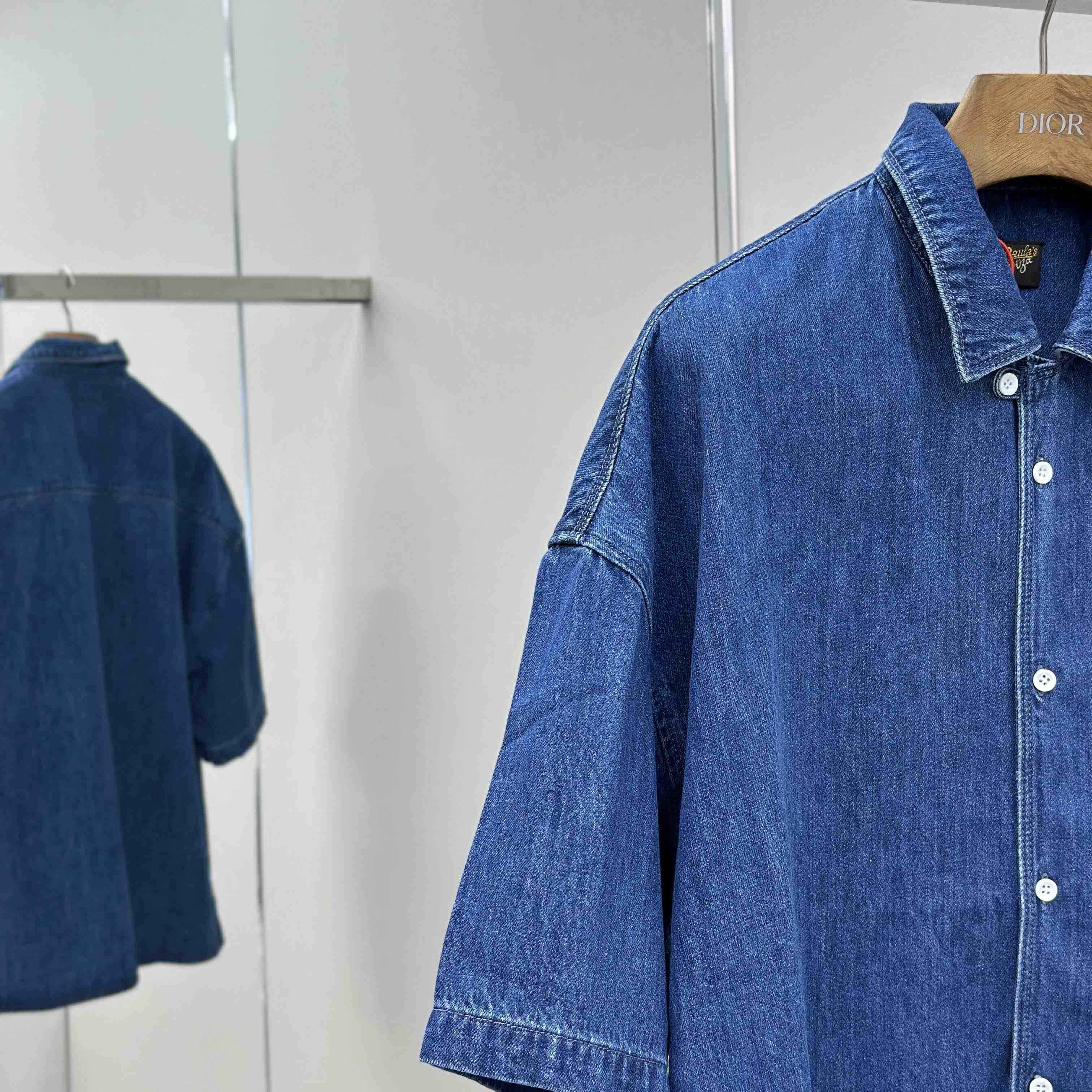 Loewe Short Sleeve Shirt In Denim - DesignerGu