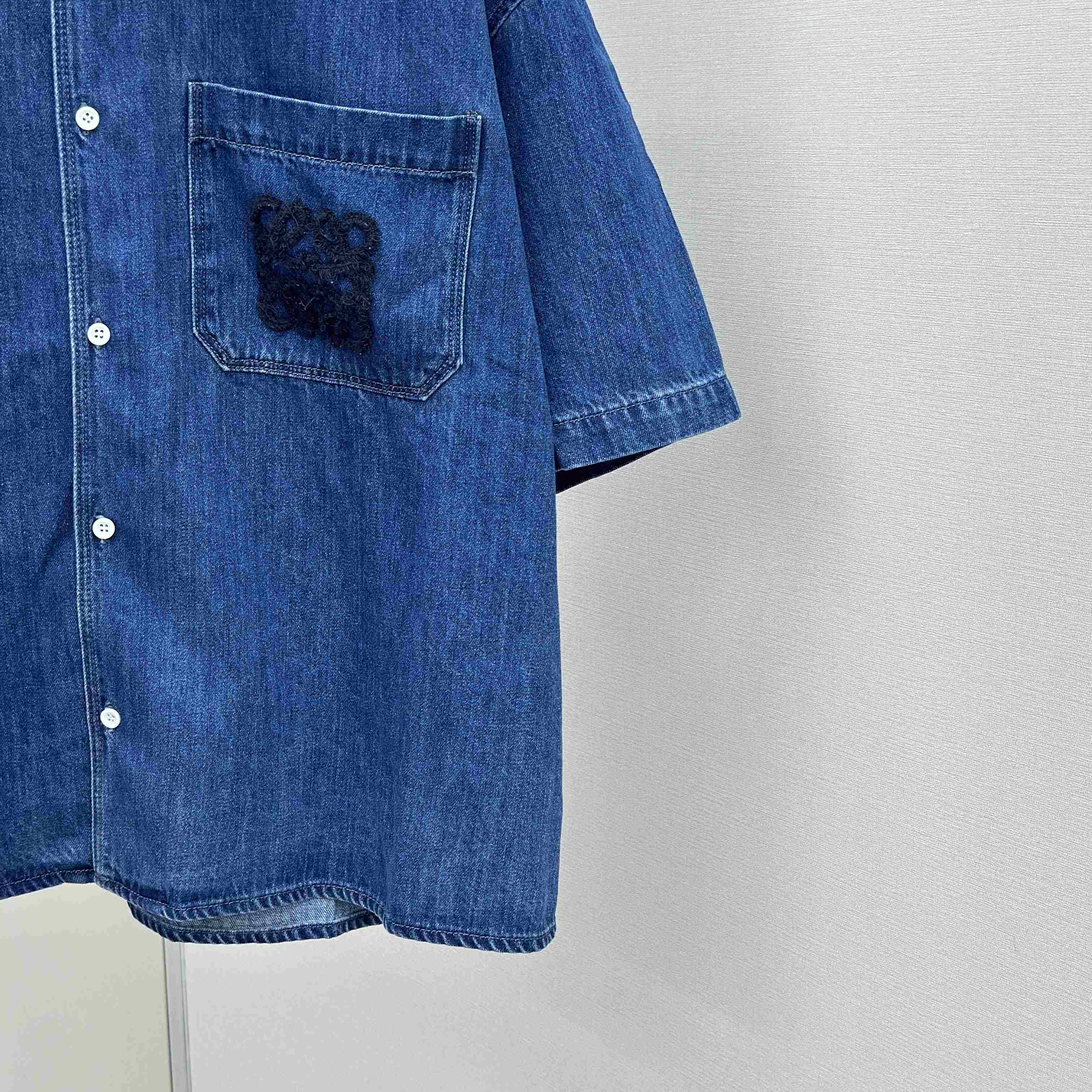 Loewe Short Sleeve Shirt In Denim - DesignerGu